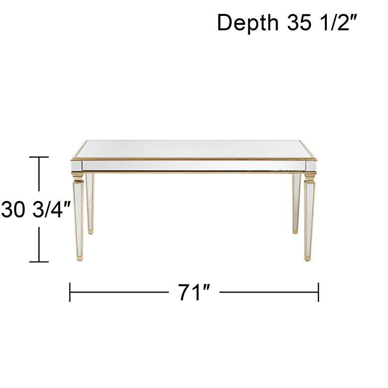 Image 7 Veronica 71" Wide Gold Leaf and Mirror Dining Table more views