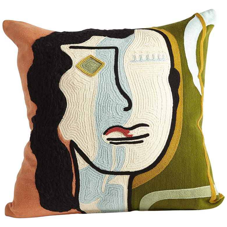 Image 1 Veronica Multi-Color Woman Face 20 inch Square Throw Pillow