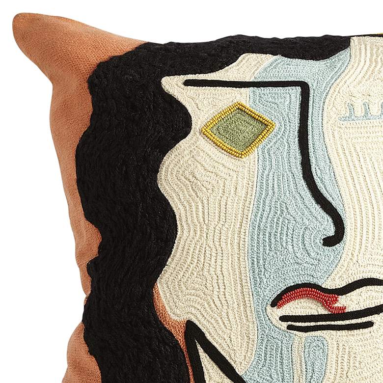 Image 2 Veronica Multi-Color Woman Face 20" Square Throw Pillow more views