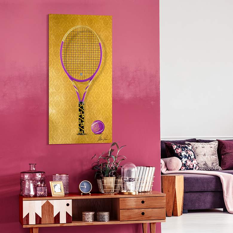 Image 4 Versa Vibes Racket 24 inch x 48 inch Frameless Print Glass Wall Art more views