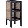 2_Versailles 11 3/4" Wide Black Natural Cane 2-Shelf End Table