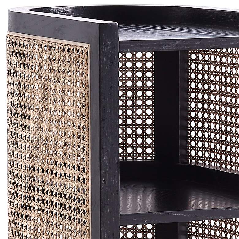 Image 3 Versailles 11 3/4" Wide Black Natural Cane 2-Shelf End Table more views
