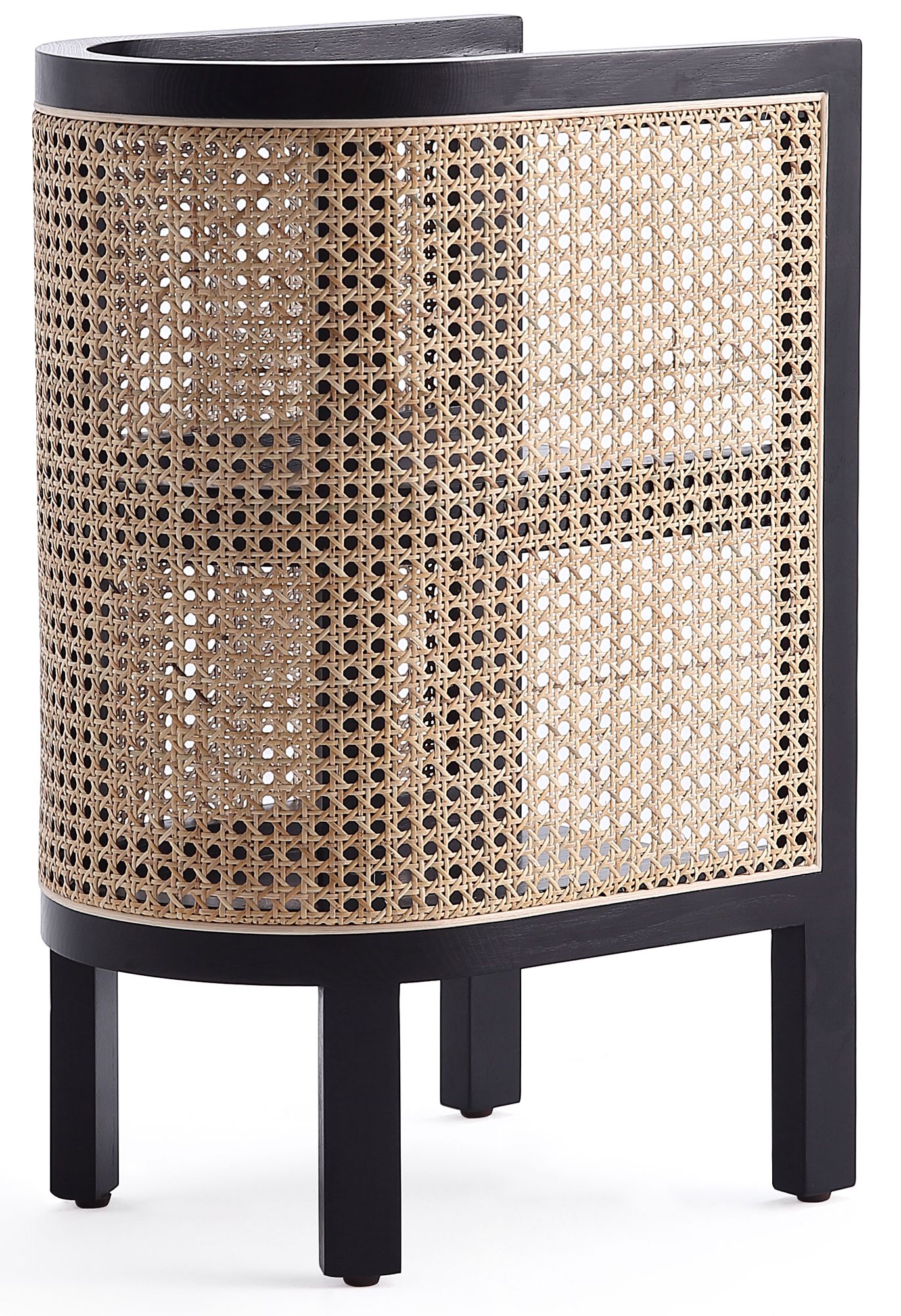 Versailles 11 3/4" Wide Black Natural Cane 2-Shelf End Table