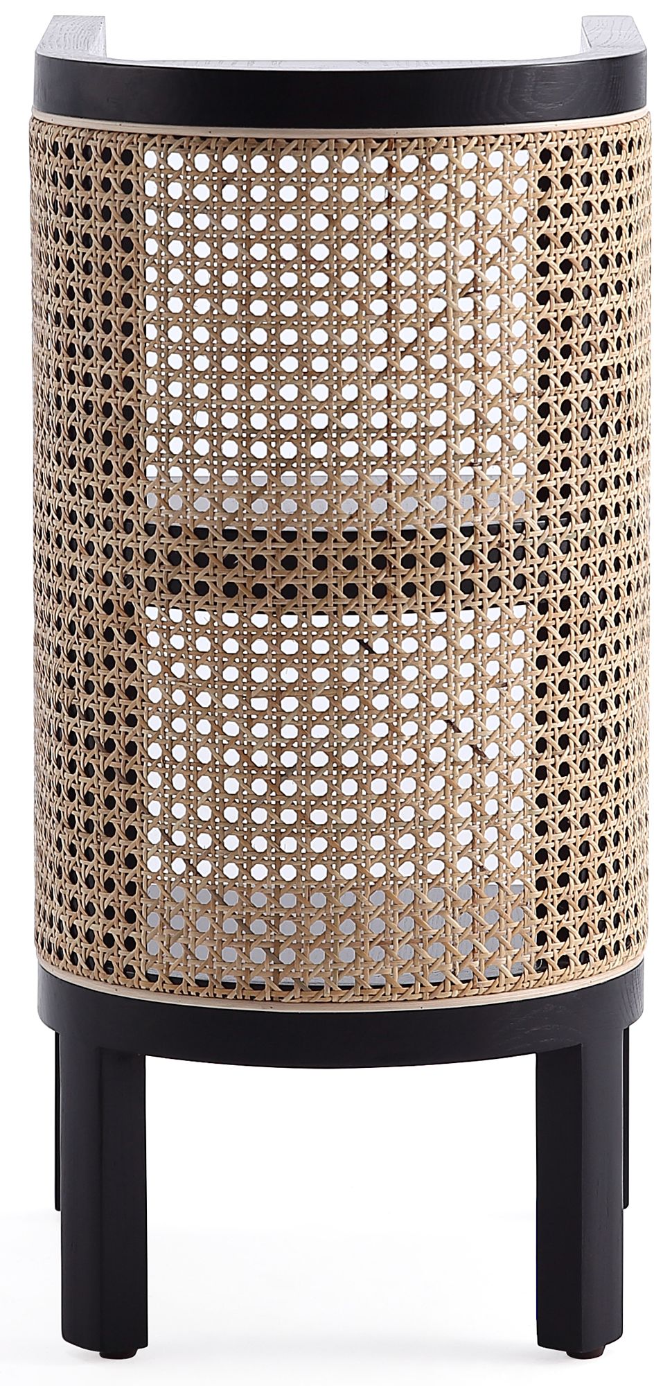 Versailles 11 3/4" Wide Black Natural Cane 2-Shelf End Table