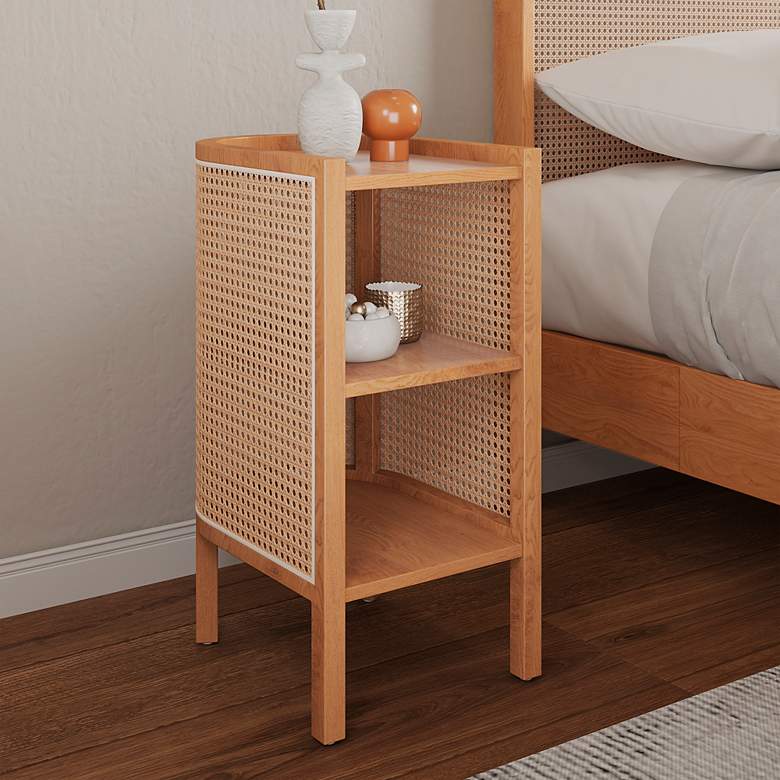 Image 1 Versailles 11 3/4" Wide Natural Wood 2-Shelf End Table