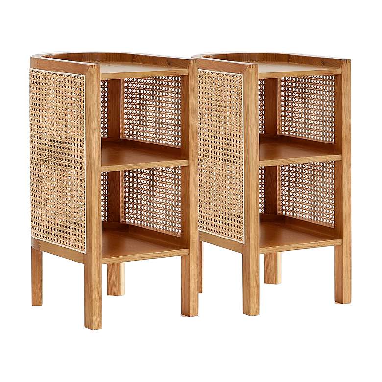 Image 2 Versailles 11 3/4" Wide Natural Wood End Tables Set of 2