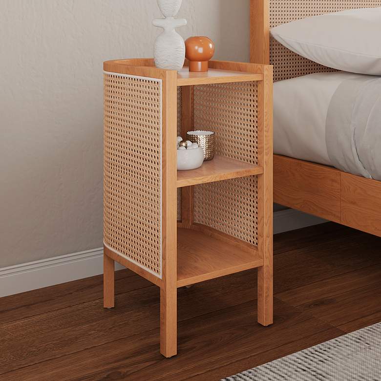 Image 1 Versailles 11 3/4" Wide Natural Wood End Tables Set of 2