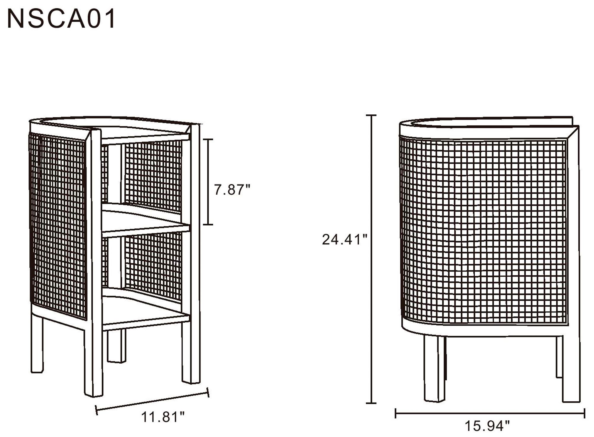 Versailles 11 3/4"W Black Natural Cane End Tables Set of 2