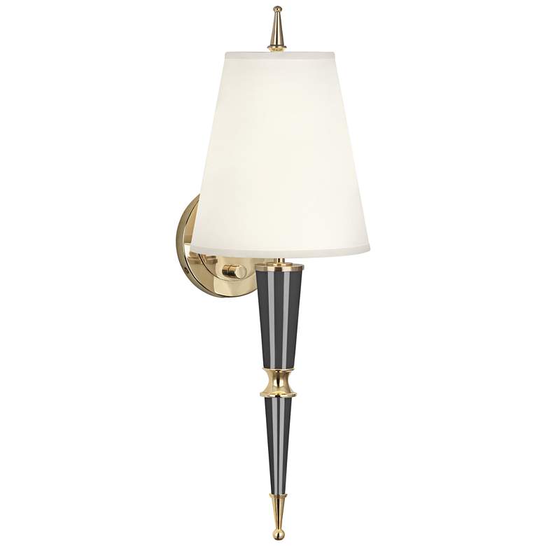 Image 1 Versailles 23 1/4 inchH Ash Lacquer and Fondine Shade Wall Lamp