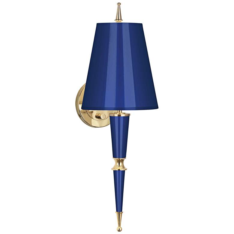 Image 1 Versailles 23 1/4"H Navy Lacquer and Navy Shade Wall Lamp
