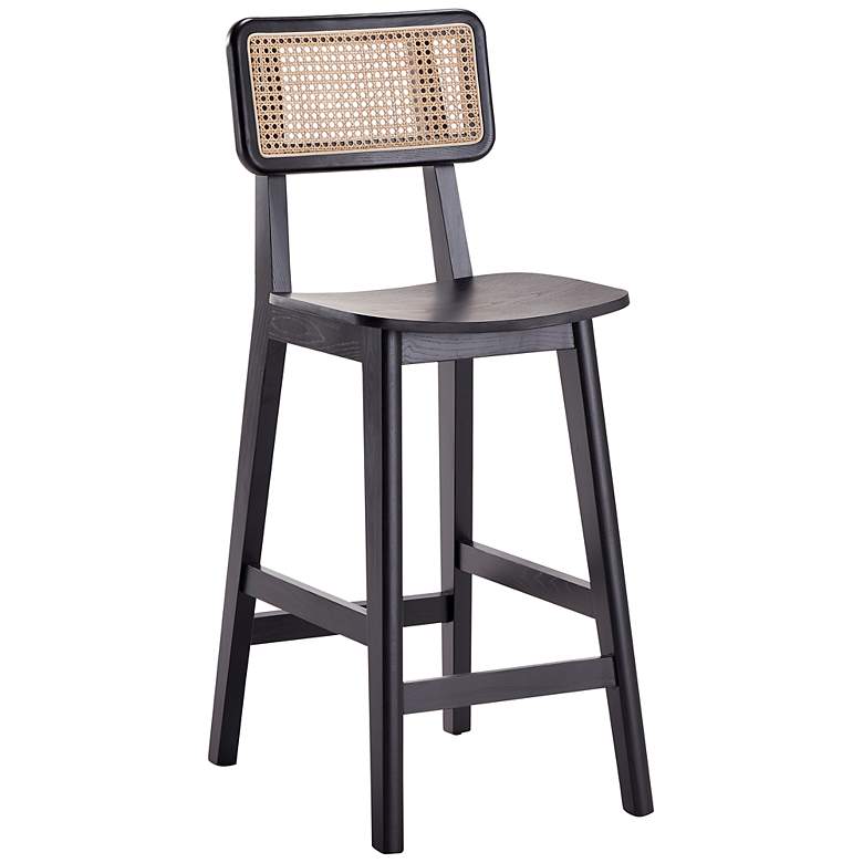 Image 2 Versailles 26 inch Matte Black Wood Counter Stool