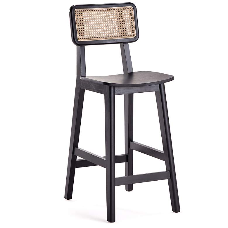 Image 7 Versailles 26" Matte Black Wood Counter Stools Set of 3 more views