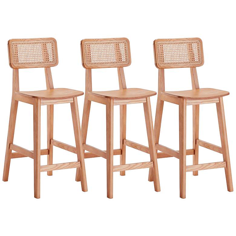 Image 1 Versailles 26 inch Matte Nature Wood Counter Stools Set of 3