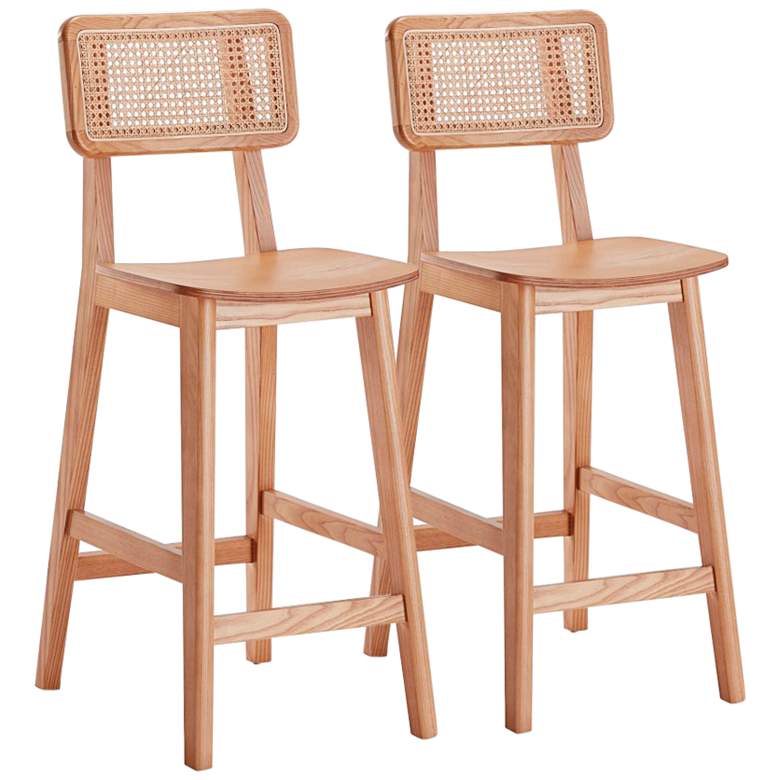 Image 2 Versailles 26 inch Nature Wood Counter Stools Set of 2