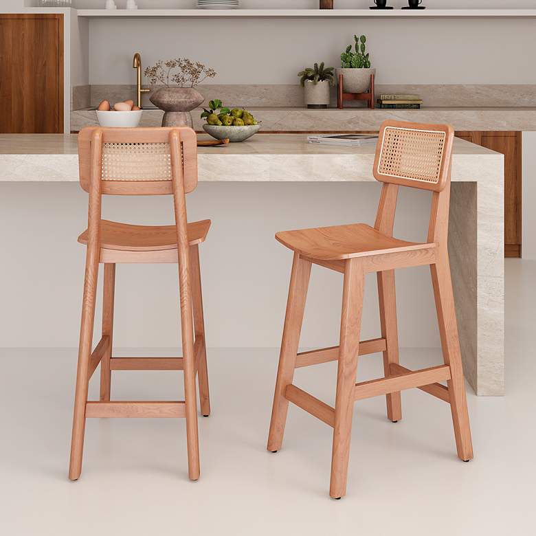 Image 1 Versailles 26 inch Nature Wood Counter Stools Set of 2