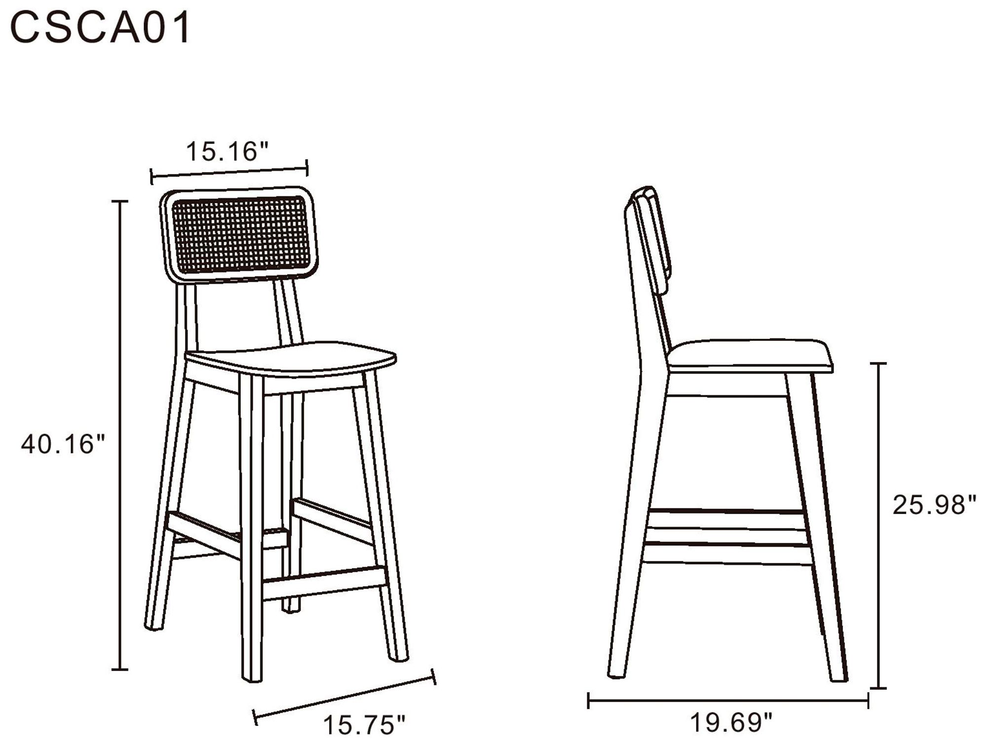 Versailles 26" Nature Wood Counter Stools Set of 2