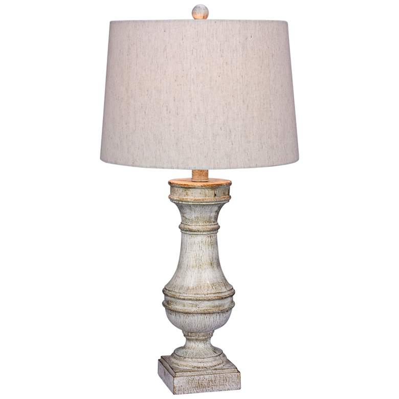 Image 1 Versailles 29" Aged White Finish Traditional Column Table Lamp