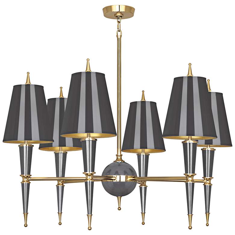 Image 1 Versailles 36 3/4 inchW Ash Lacquer and Ash Shade Chandelier
