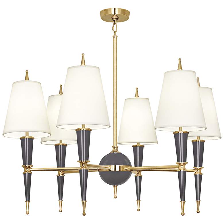 Image 1 Versailles 36 3/4"W Ash Lacquer and Fondine Shade Chandelier