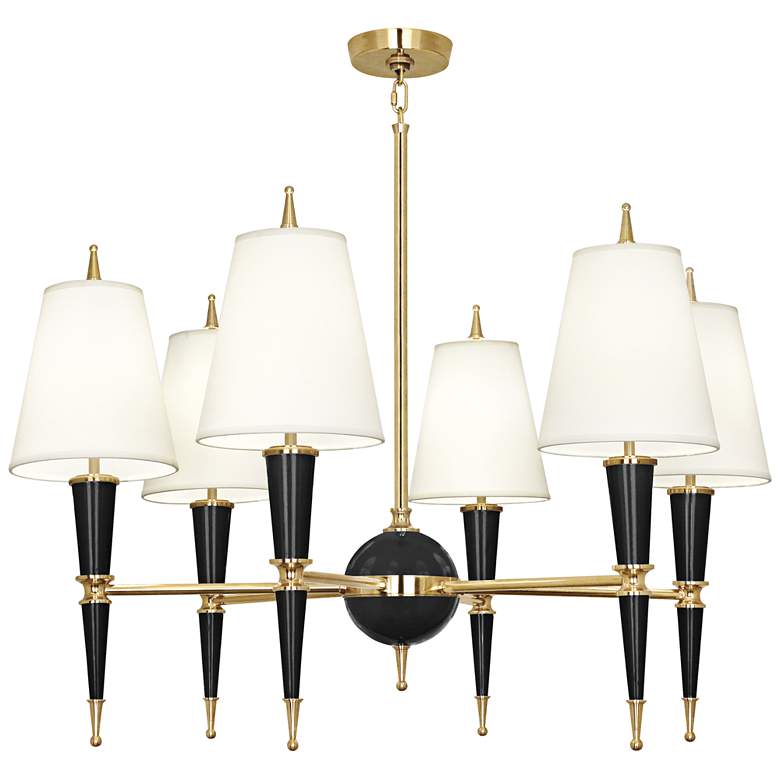 Image 1 Versailles 36 3/4"W Fondine Shade Black Lacquer Chandelier
