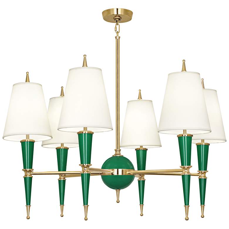 Image 1 Versailles 36 3/4"W Fondine Shade Emerald Lacquer Chandelier