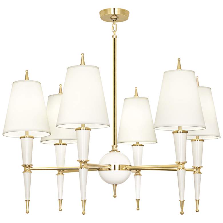 Image 1 Versailles 36 3/4"W Fondine Shade Lily Lacquer Chandelier