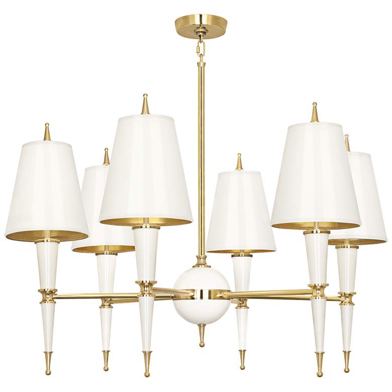 Image 1 Versailles 36 3/4"W Lily Lacquer and Lily Shade Chandelier