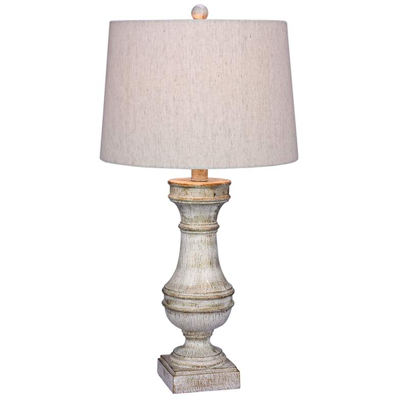 Image 1 Versailles Aged White Finish Traditional Column Table Lamp