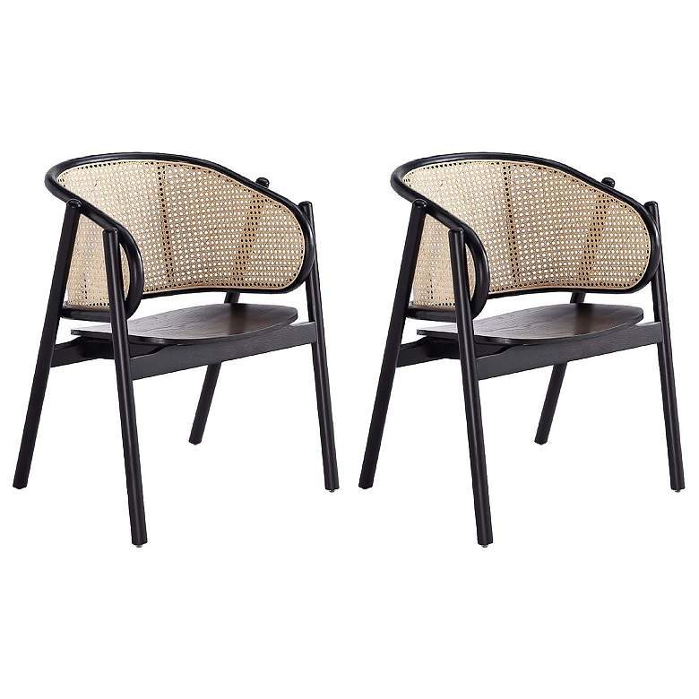 Image 1 Versailles Armchair in Black and Natural Cane - Set of 2