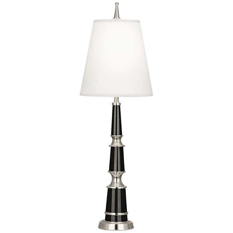 Image 1 Versailles Black Lacquer Buffet Table Lamp with Ascot Shade