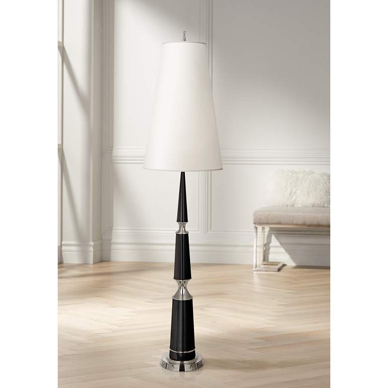 Image 1 Versailles Black Lacquer Floor Lamp with Ascot Shade