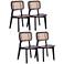 Versailles Black Wood Natural Cane Dining Chairs Set of 4