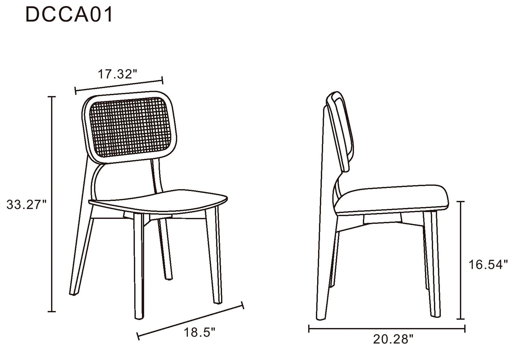 Versailles Black Wood Natural Cane Dining Chairs Set of 4 in scene