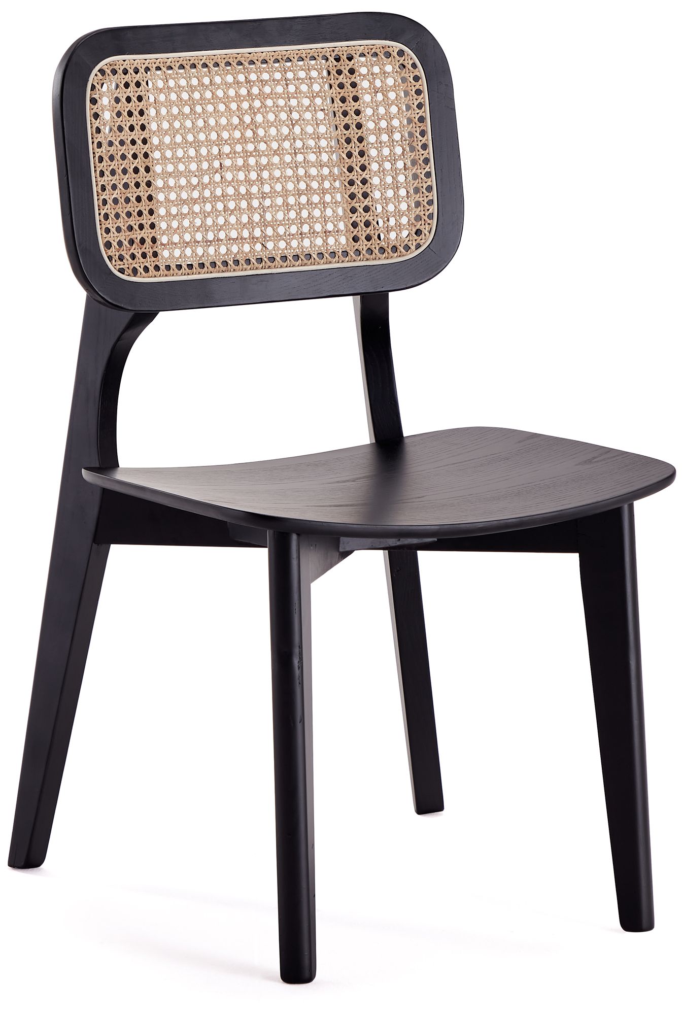 Versailles Black Wood Natural Cane Dining Chairs Set of 4 in scene