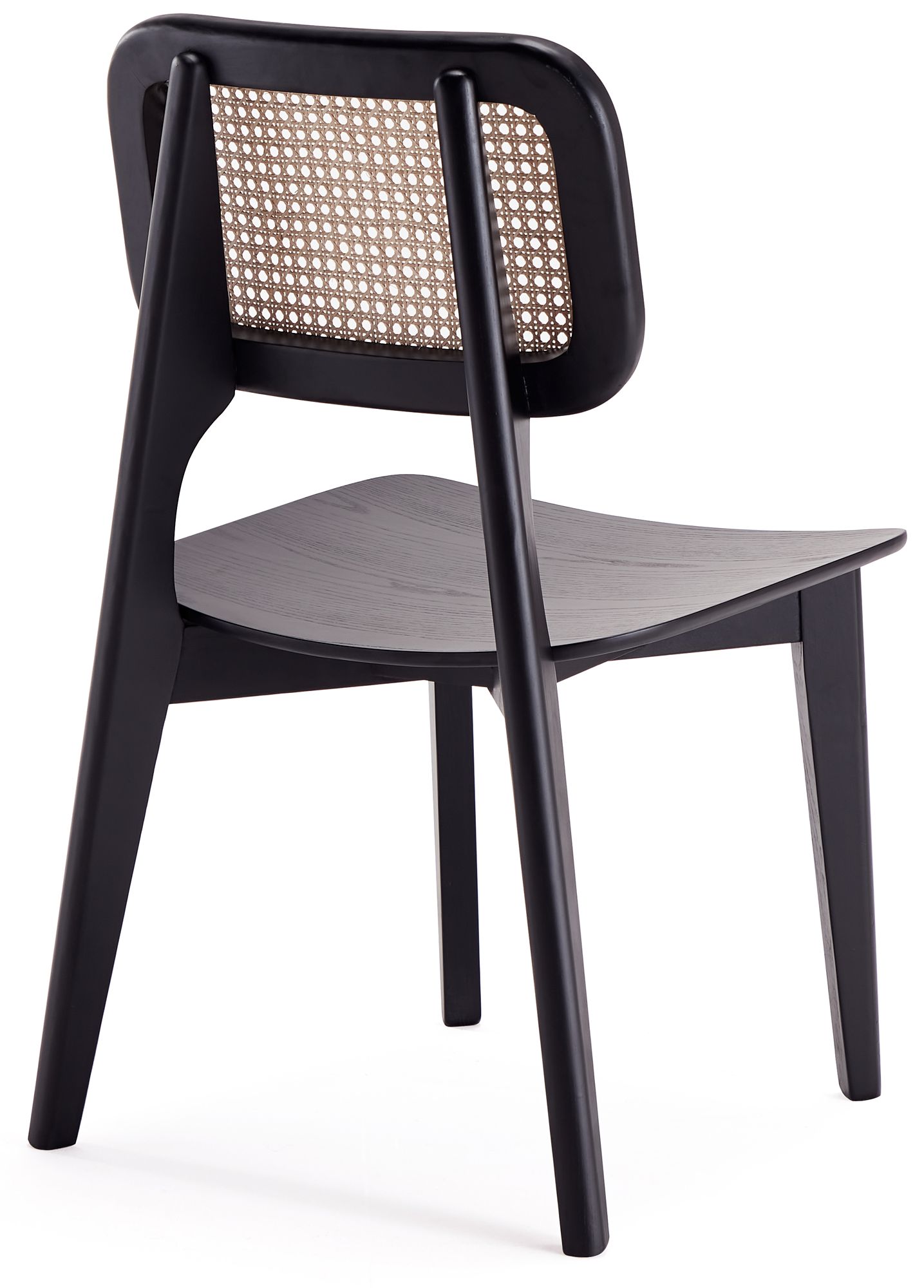 Versailles Black Wood Natural Cane Dining Chairs Set of 4 in scene