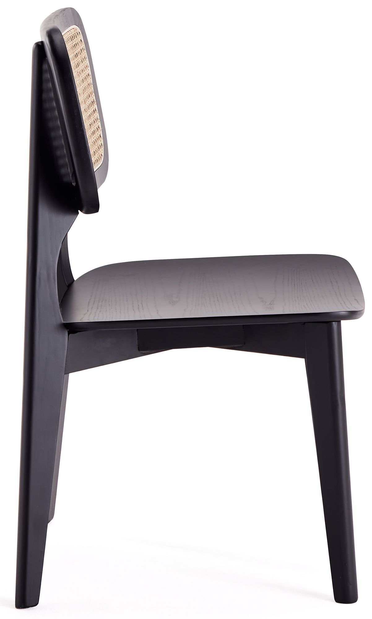 Versailles Black Wood Natural Cane Dining Chairs Set of 4 in scene