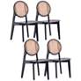 Versailles Black Wood Natural Cane Dining Chairs Set of 4 in scene