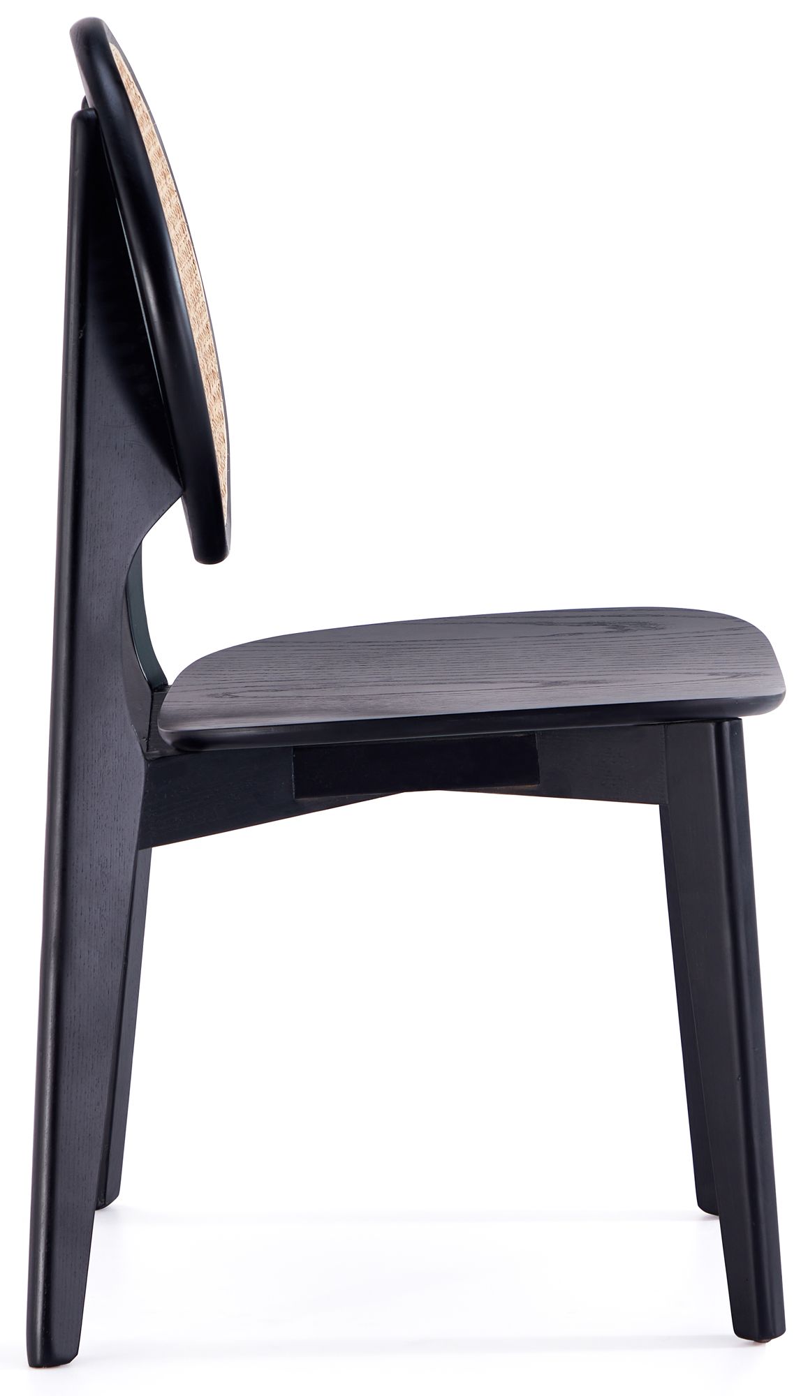 Versailles Black Wood Natural Cane Dining Chairs Set of 4 in scene