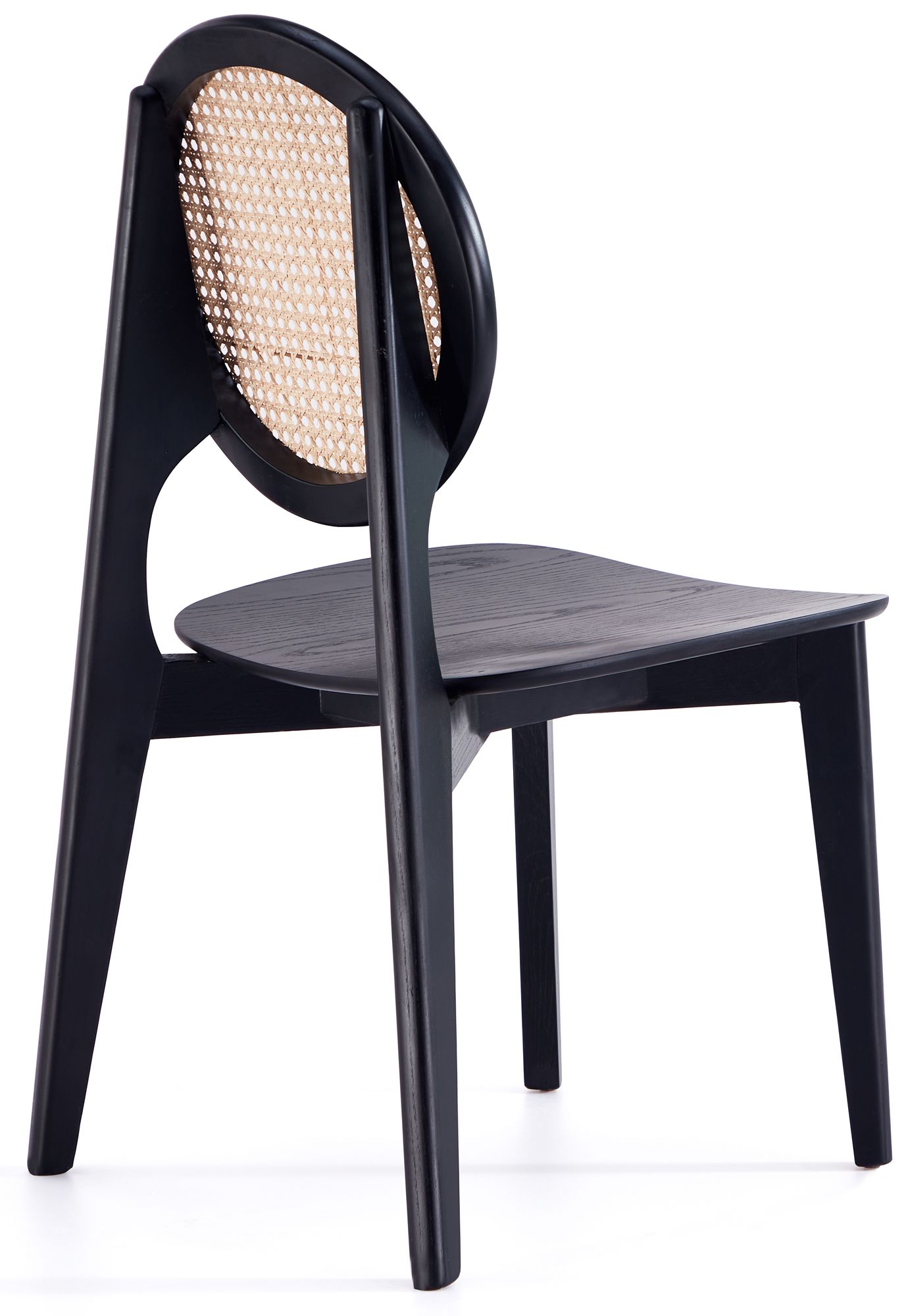 Versailles Black Wood Natural Cane Dining Chairs Set of 4 in scene