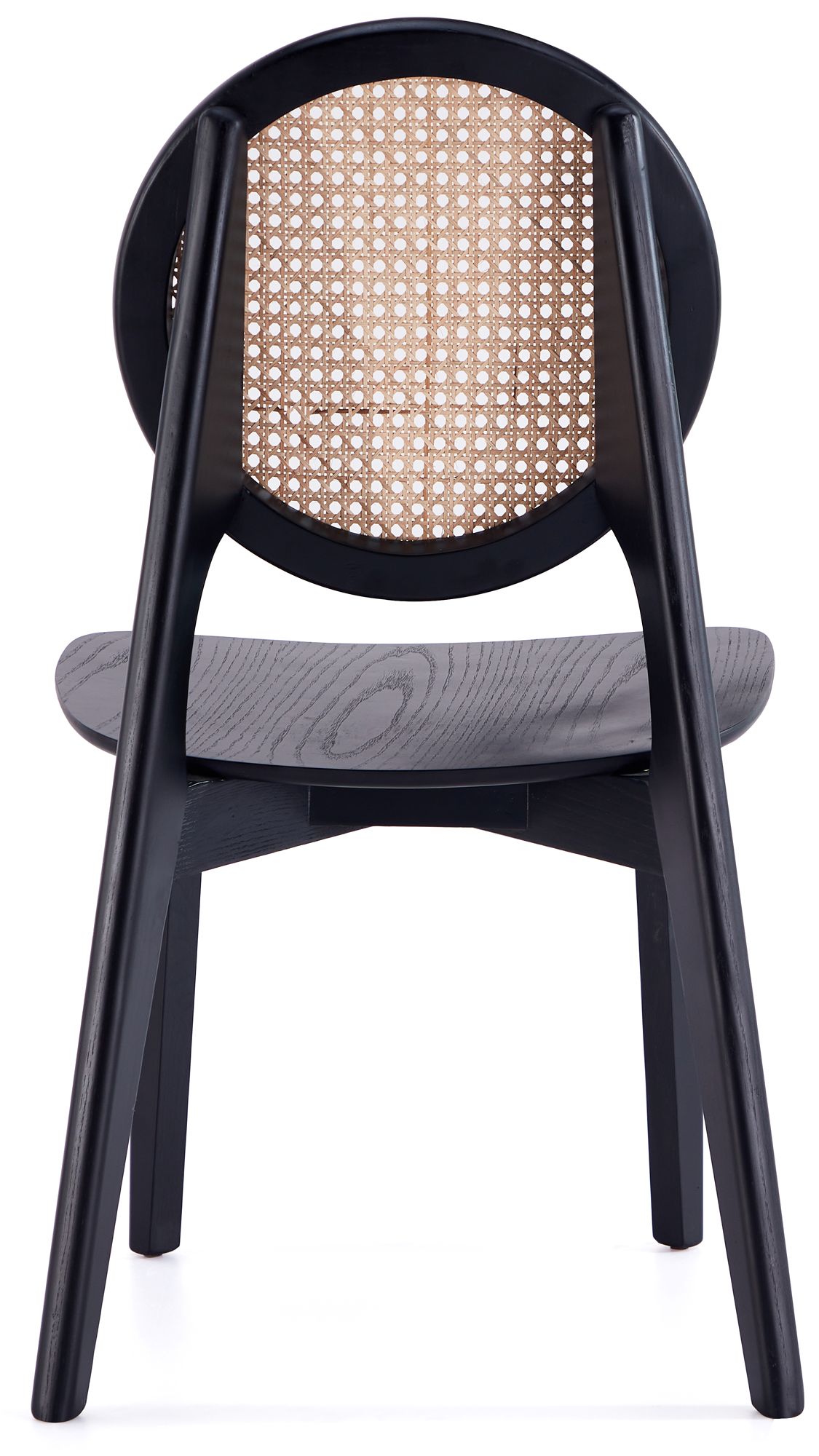 Versailles Black Wood Natural Cane Dining Chairs Set of 4 in scene