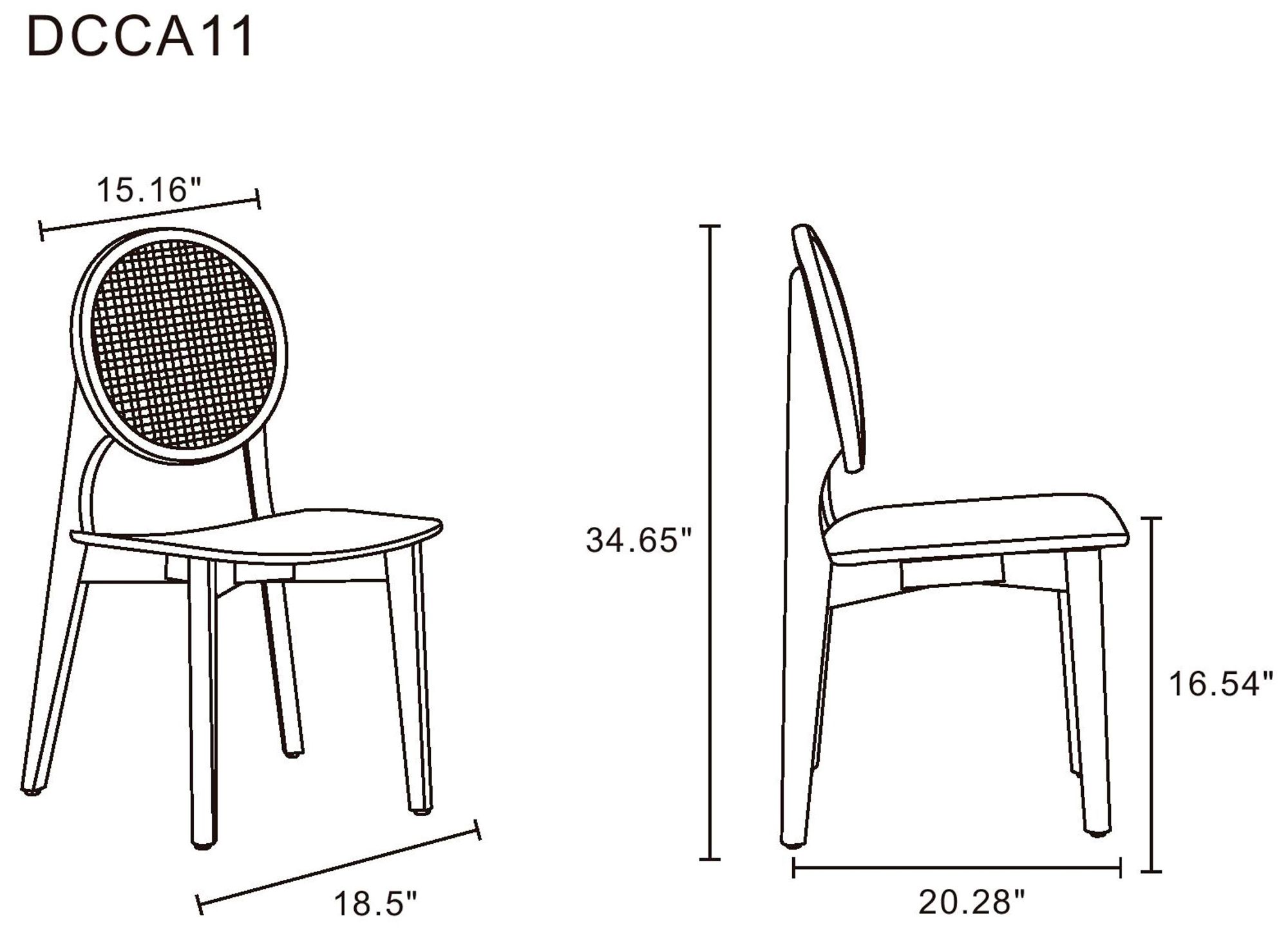 Versailles Black Wood Natural Cane Dining Chairs Set of 4 in scene