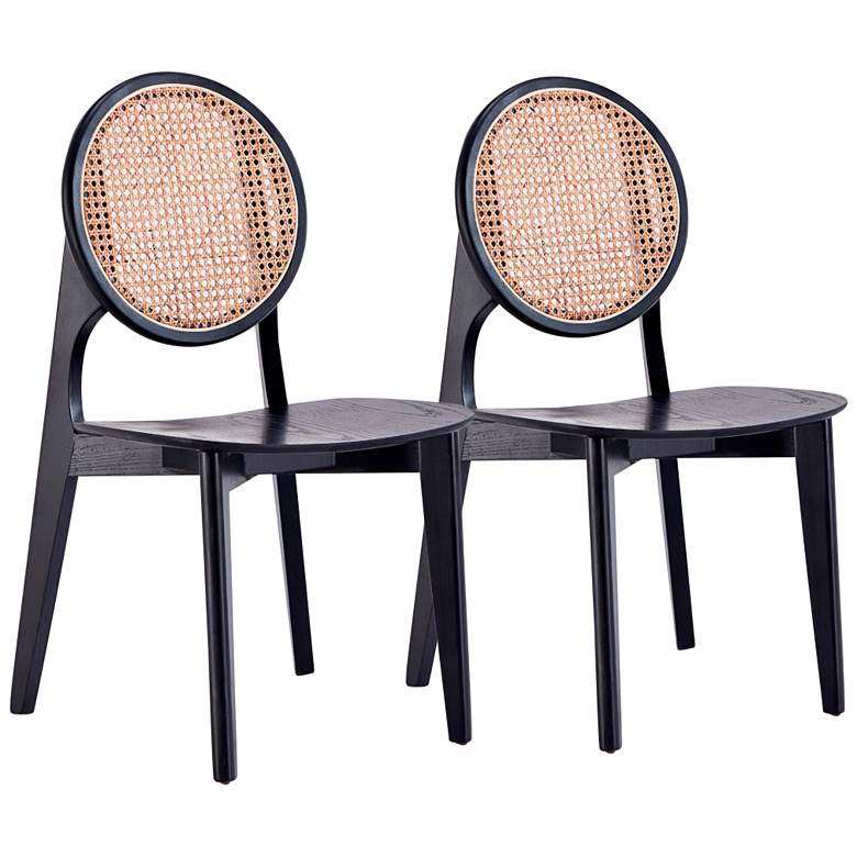 Image 1 Versailles Matte Black Wood Round Dining Chairs Set of 2