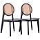 Versailles Matte Black Wood Round Dining Chairs Set of 2