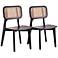 Versailles Matte Black Wood Square Dining Chairs Set of 2