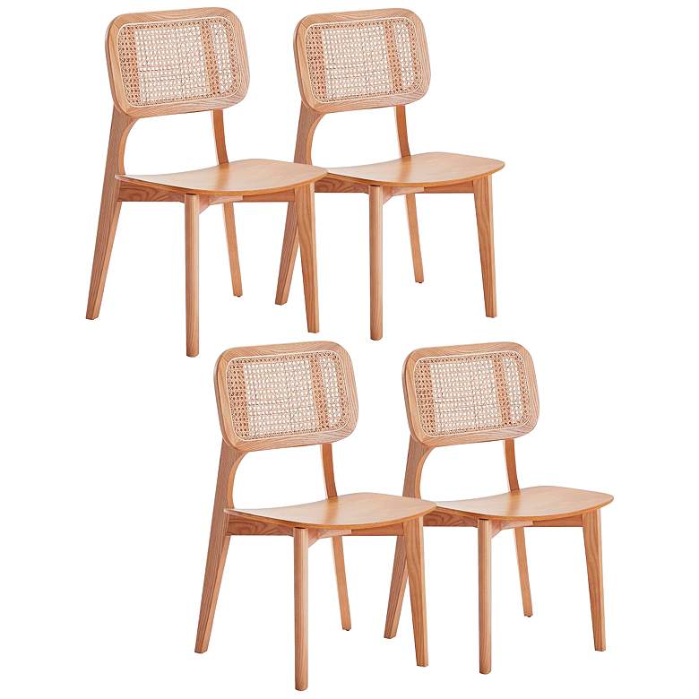 Image 1 Versailles Matte Nature Wood and Cane Dining Chairs Set of 4