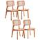 Versailles Matte Nature Wood and Cane Dining Chairs Set of 4