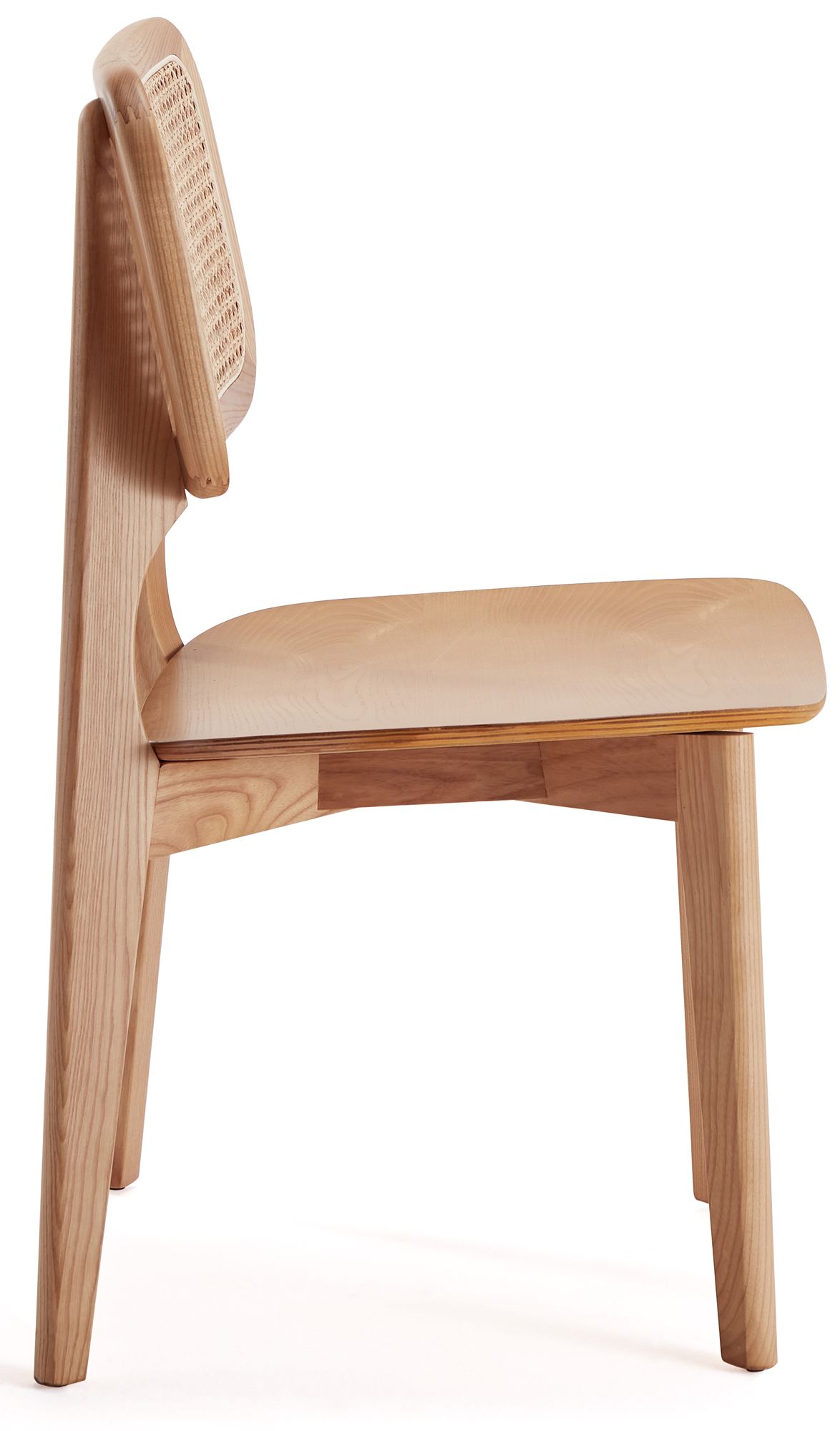 Versailles Matte Nature Wood and Cane Dining Chairs Set of 4 in scene