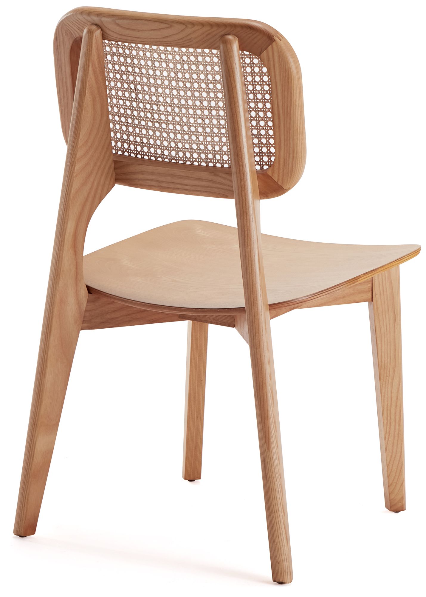 Versailles Matte Nature Wood and Cane Dining Chairs Set of 4 in scene