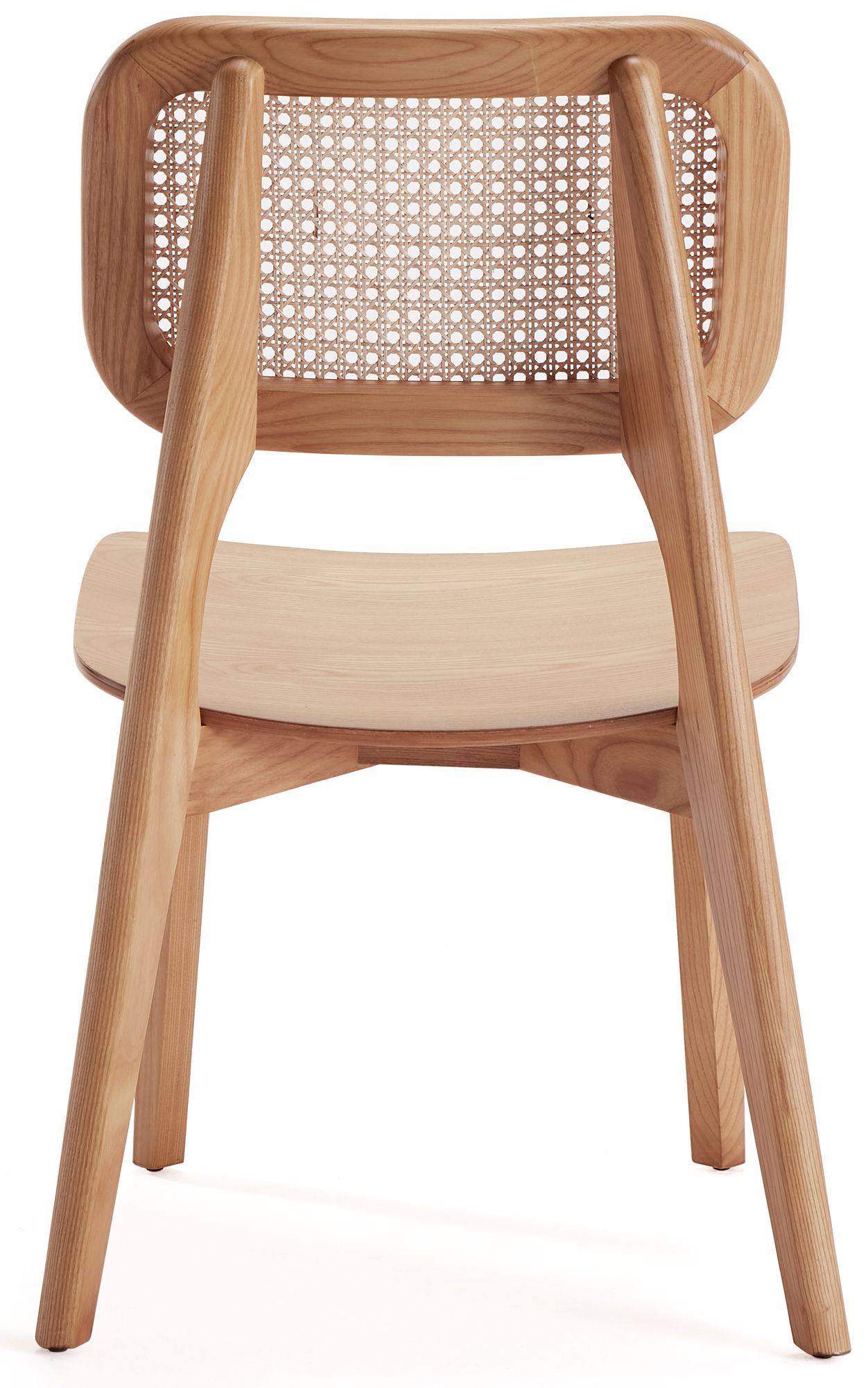 Versailles Matte Nature Wood and Cane Dining Chairs Set of 4 in scene