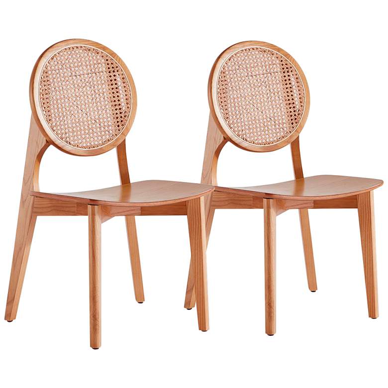 Image 1 Versailles Matte Nature Wood Round Dining Chairs Set of 2